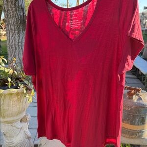 Torrid Deep Red V-Neck Short Sleeve Tee